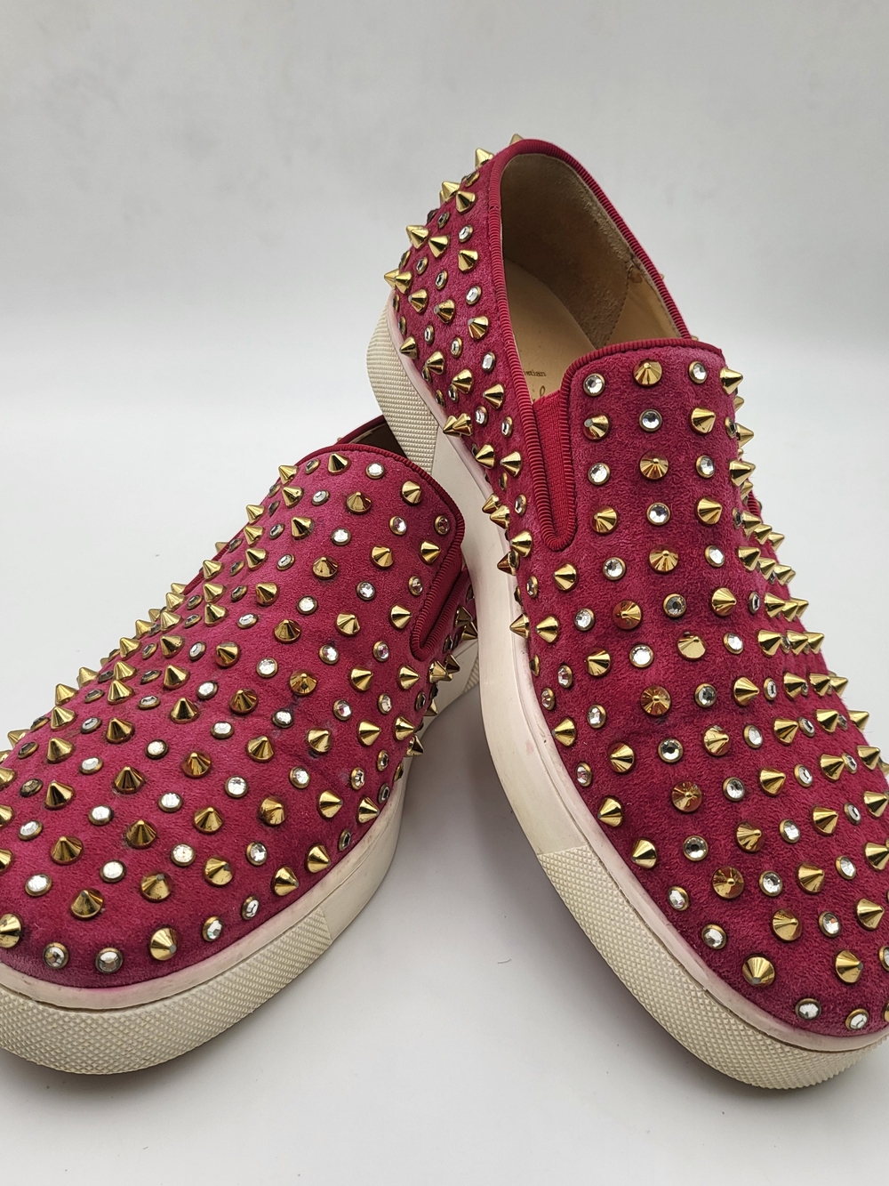 Christian Louboutin Red Full Stud Casual Flat Slip-On Loaf. Authentic..EU37